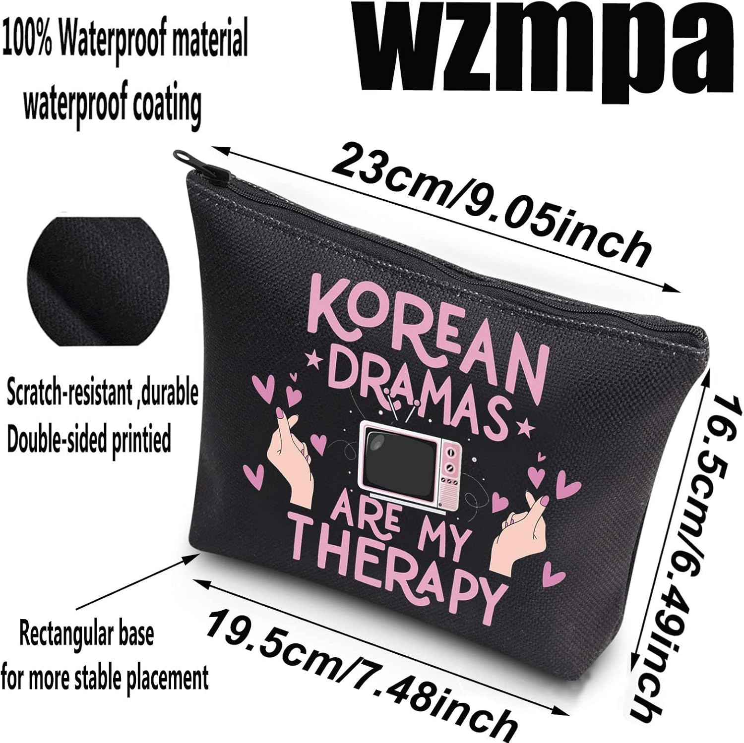 WZMPA Korean Drama Cosmetic Makeup Bag k-Drama Lover Gift Korean Dramas Are My Therapy k-Drama Zipper Pouch Bag For Women Girls, Korean Dramas BL, Fit-1