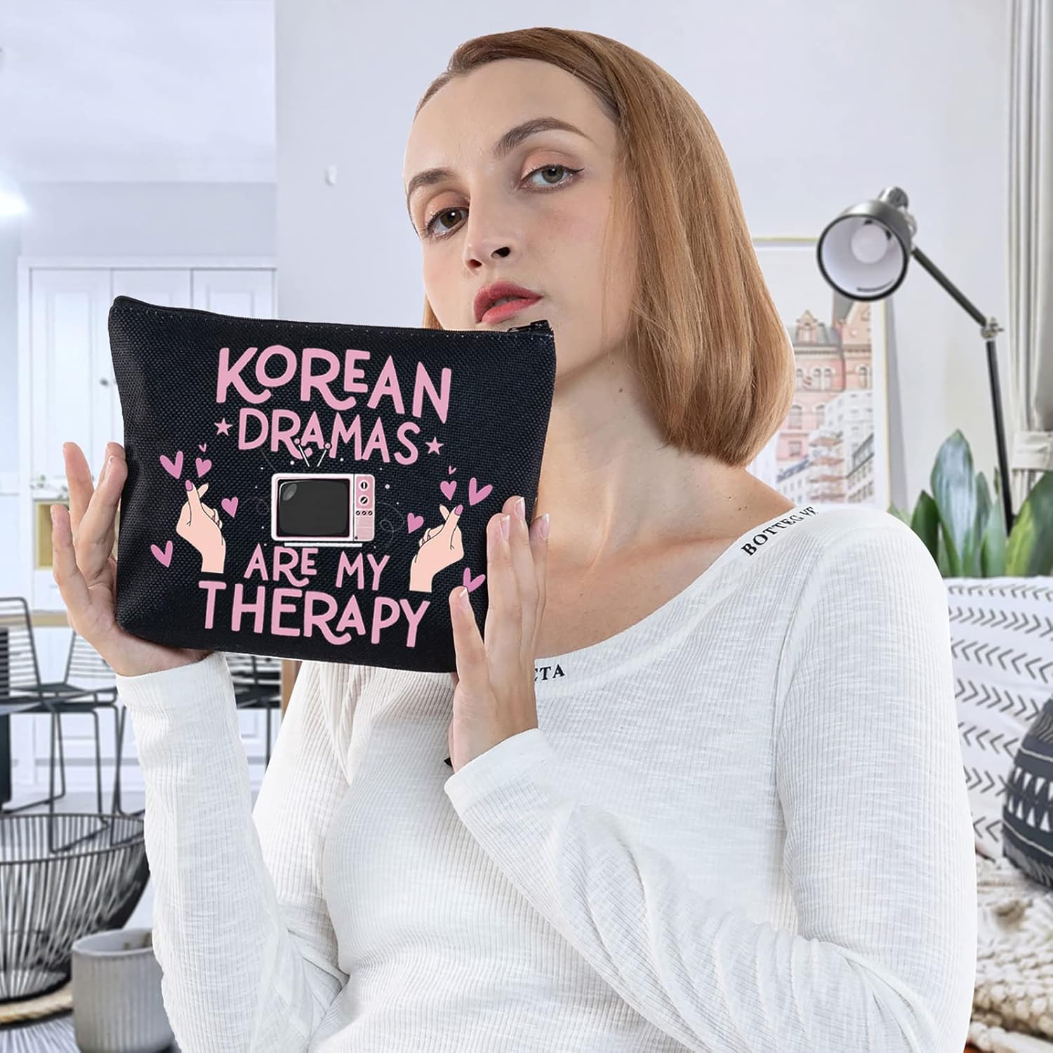 WZMPA Korean Drama Cosmetic Makeup Bag k-Drama Lover Gift Korean Dramas Are My Therapy k-Drama Zipper Pouch Bag For Women Girls, Korean Dramas BL, Fit-6