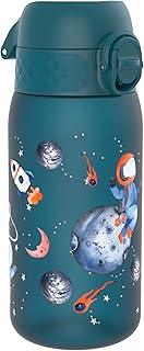 Ion8 Kids Water Bottle, 350 ml/12 oz, Leak Proof, Easy to Open, Secure Lock, Dishwasher Safe, BPA Free, Carry Handle, Hygienic Flip Cover, Easy Clean, Odour Free, Carbon Neutral, Space Travel Design