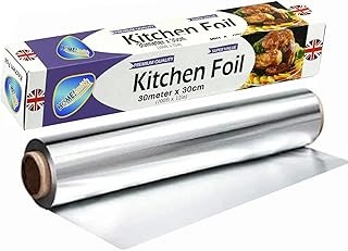 STERLING PRODUCTS 30m Extra Long Aluminum Foil Roll, Large Pack Heavy Duty Foil Roll 30m x 30cm (Packaging may vary)