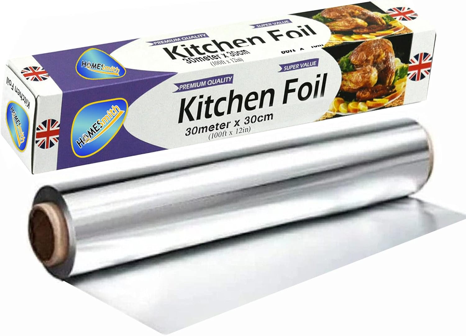 STERLING PRODUCTS 30m Extra Long Aluminum Foil Roll, Large Pack Heavy Duty Foil Roll 30m x 30cm (Packaging may vary)-0