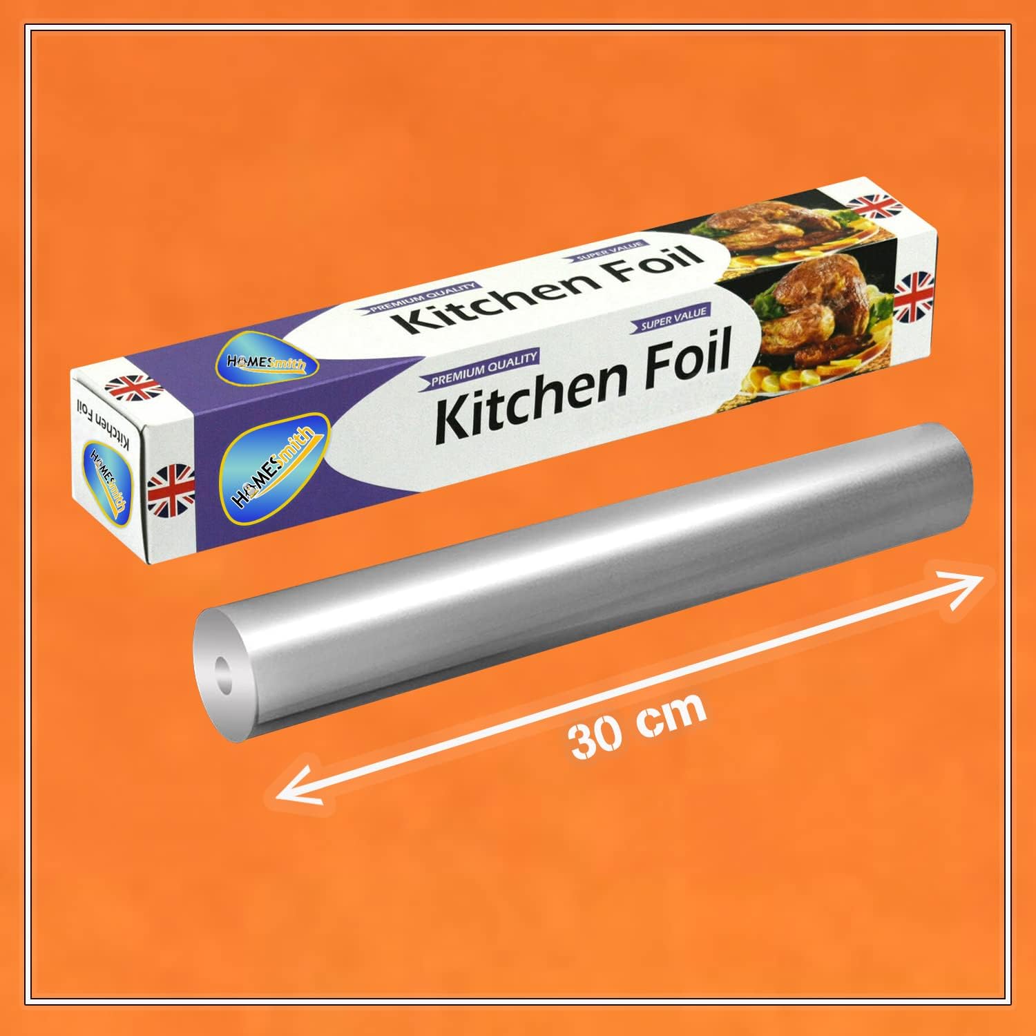 STERLING PRODUCTS 30m Extra Long Aluminum Foil Roll, Large Pack Heavy Duty Foil Roll 30m x 30cm (Packaging may vary)-2