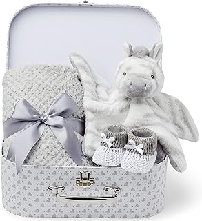 Baby Box Shop New Baby Gifts Set - 3 Baby Essentials and a Newborn Hamper Create a Premium Newborn Gift Set, New Baby Hamper Basket Girl, New Born Baby Gift - Baby Shower Hamper for Newborn - Zebra