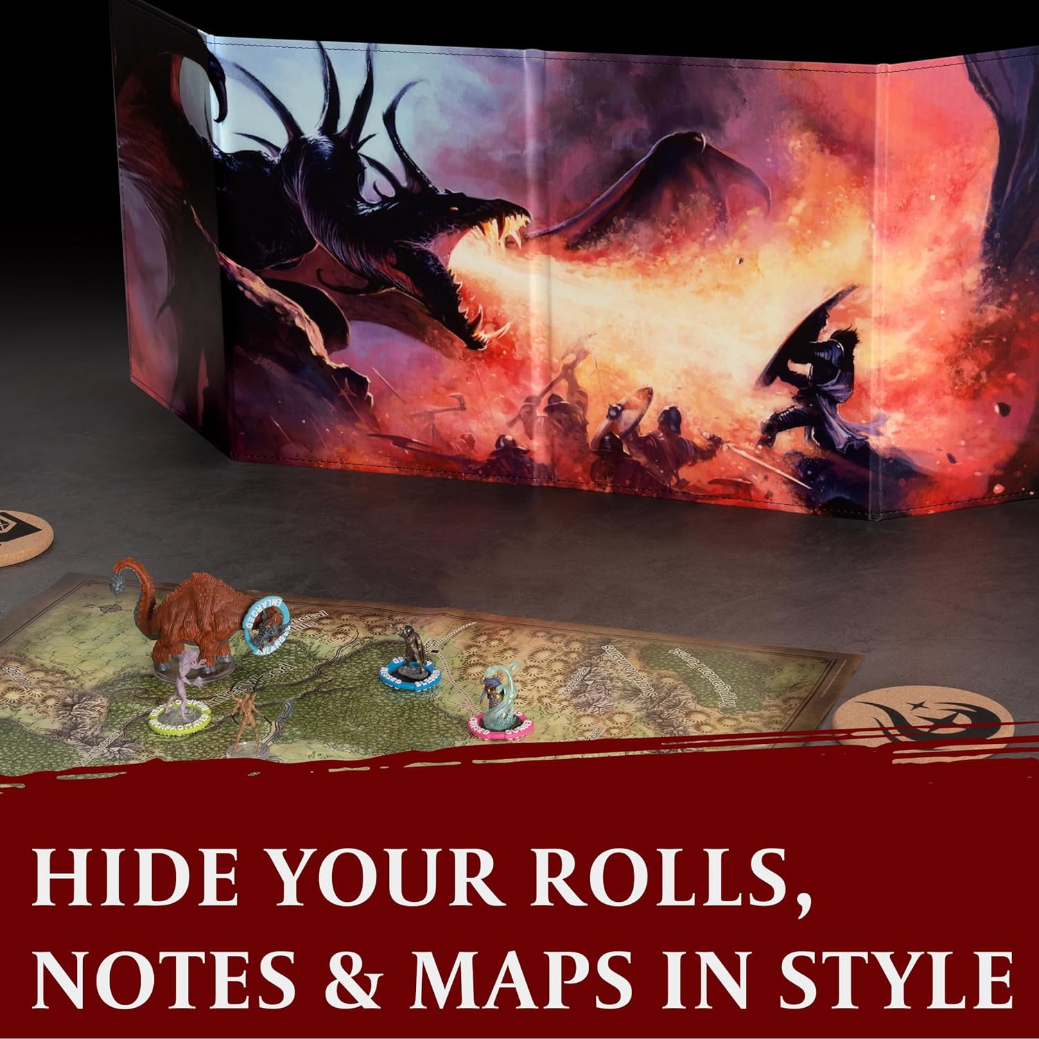 DND DM Screen 5e - D&D Dungeon Master Screen Full Color Print with Customizable Inserts - Dungeons and Dragons GM/Game Master Accessories Gift for Man or Woman. Hide Your Dice Rolls, Maps & Books.-4