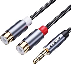 SOOMFON 3.5mm to RCA Audio Cable RCA Female to 3.5mm Aux Male Phono Cable Red and White to Headphone Adapter Gold-Plated Plugs RCA Y Splitter for Speaker Amplifier DVD Player 0.8FT