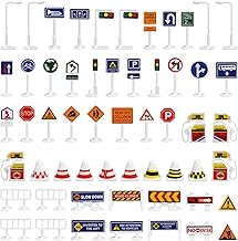 Toddmomy Kids Toys Kids Playsets 56pcs Street Road Signs Playset Traffic Signs Mini Construction Signs Toy Road Sign for Kids Playing Kids Play Sets Childrens Toys