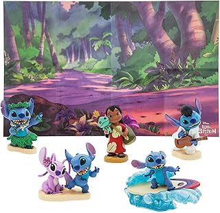 Disney Store Official Lilo & Stitch Deluxe Figurine Playset, 6 Pc., Moulded Character Toy Figures, Including Lilo, Stitch and Angel, Features Colourful and Detailed Artwork, Suitable for ages 3+