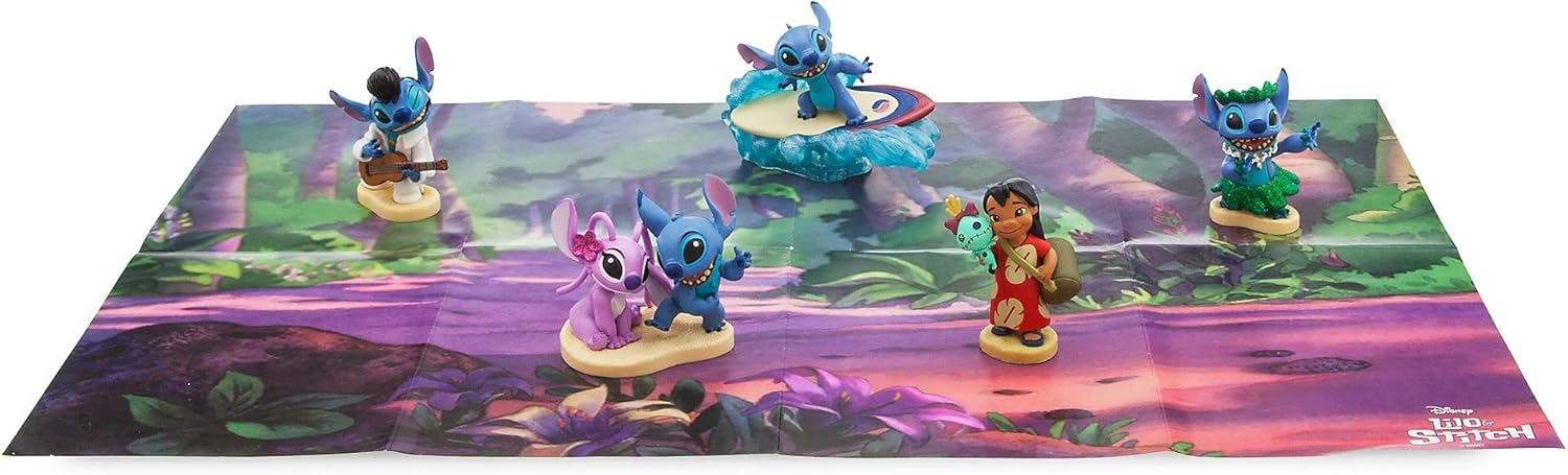 Disney Store Official Lilo & Stitch Deluxe Figurine Playset, 6 Pc., Moulded Character Toy Figures, Including Lilo, Stitch and Angel, Features Colourful and Detailed Artwork, Suitable for ages 3+-8