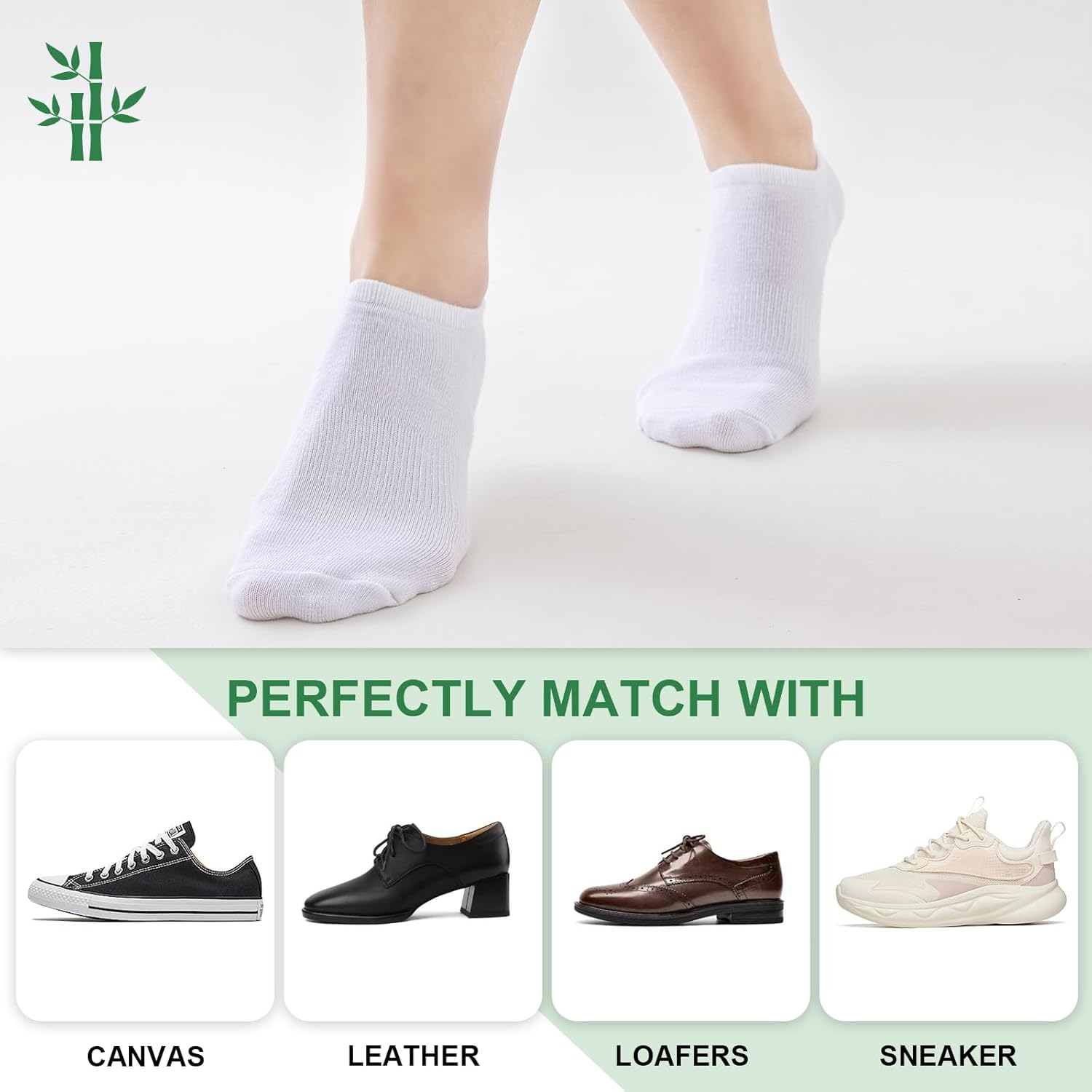 Niofind Bamboo Trainer Socks for Womens and Mens, No Show Ankle Socks Low Cut Invisible Non Slip Liner Socks Multipack Casual Footies for Sneaker Loafers and Boat Shoes-5