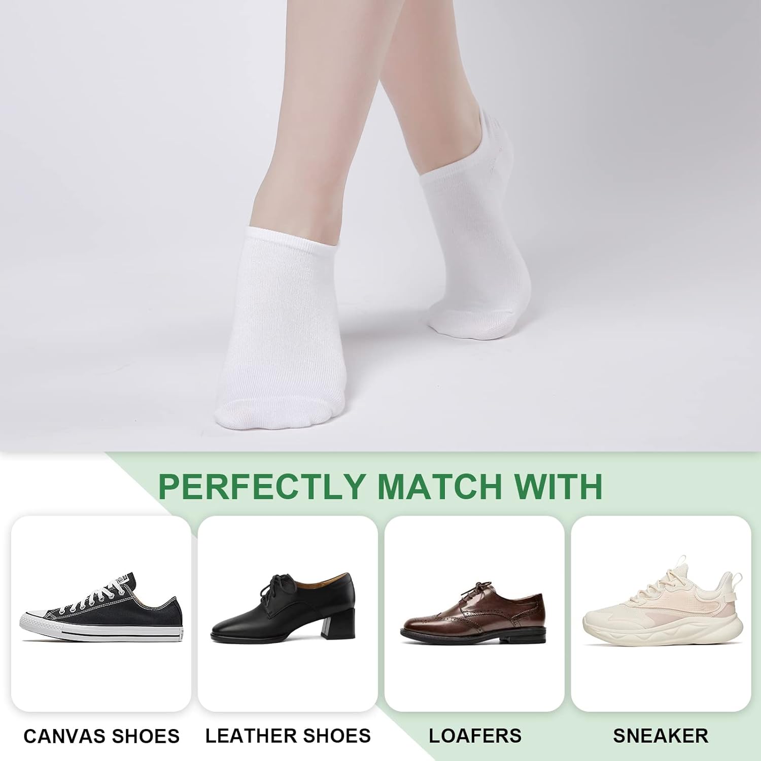 Niofind 4 Pairs Bamboo Trainer Socks for Womens and Mens, No Show Ankle Socks Low Cut Invisible Non Slip Liner Socks Multipack Casual Footies for Sneaker Loafers and Boat Shoes-5