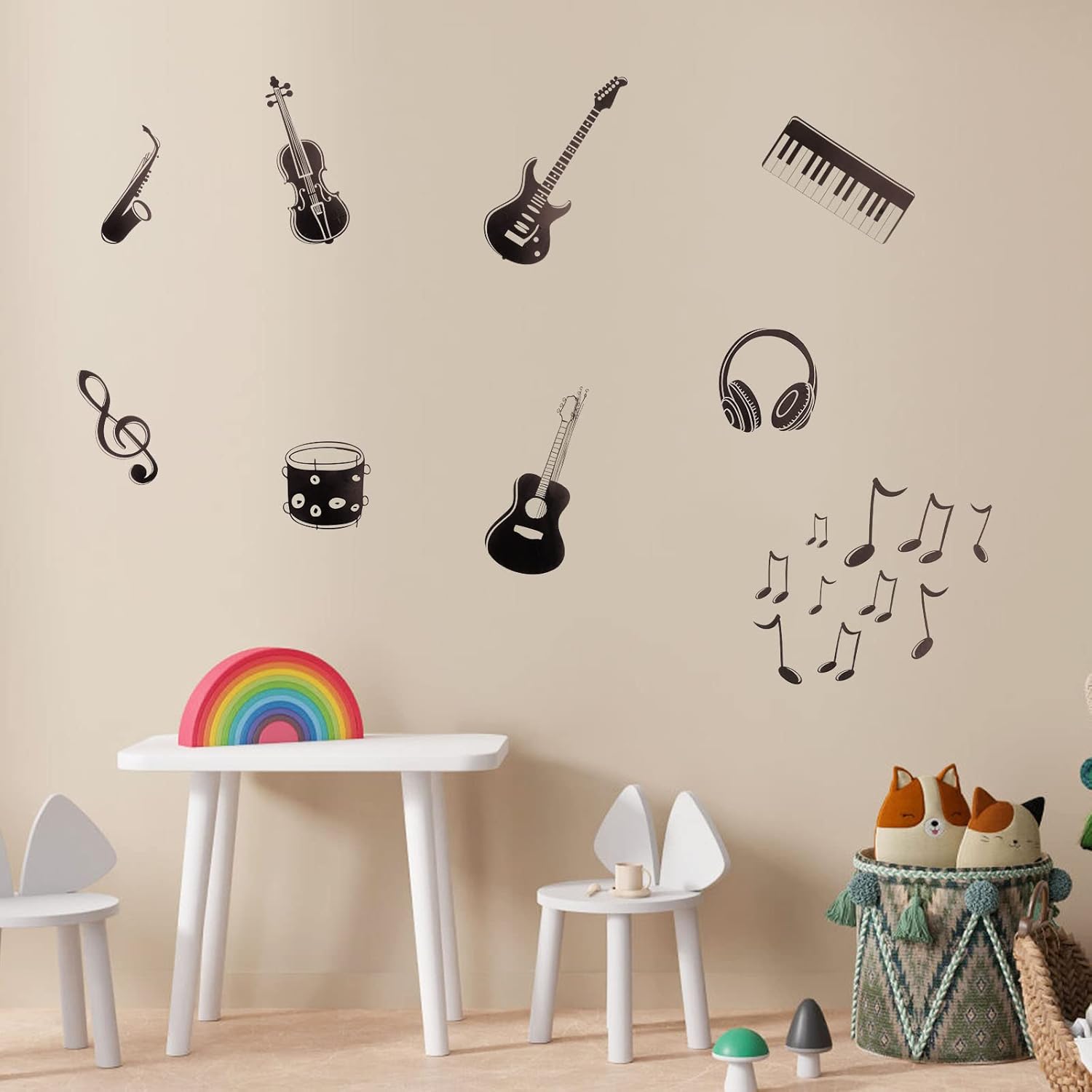 GORGECRAFT PVC Wall Sticker Music Notes Wall Decals Black Musical Instruments Wall Decor Removable Guitar Piano DJ Head Phone Drums Saxophone Stickers for Music Studio Bedroom Art Room Decoration-4