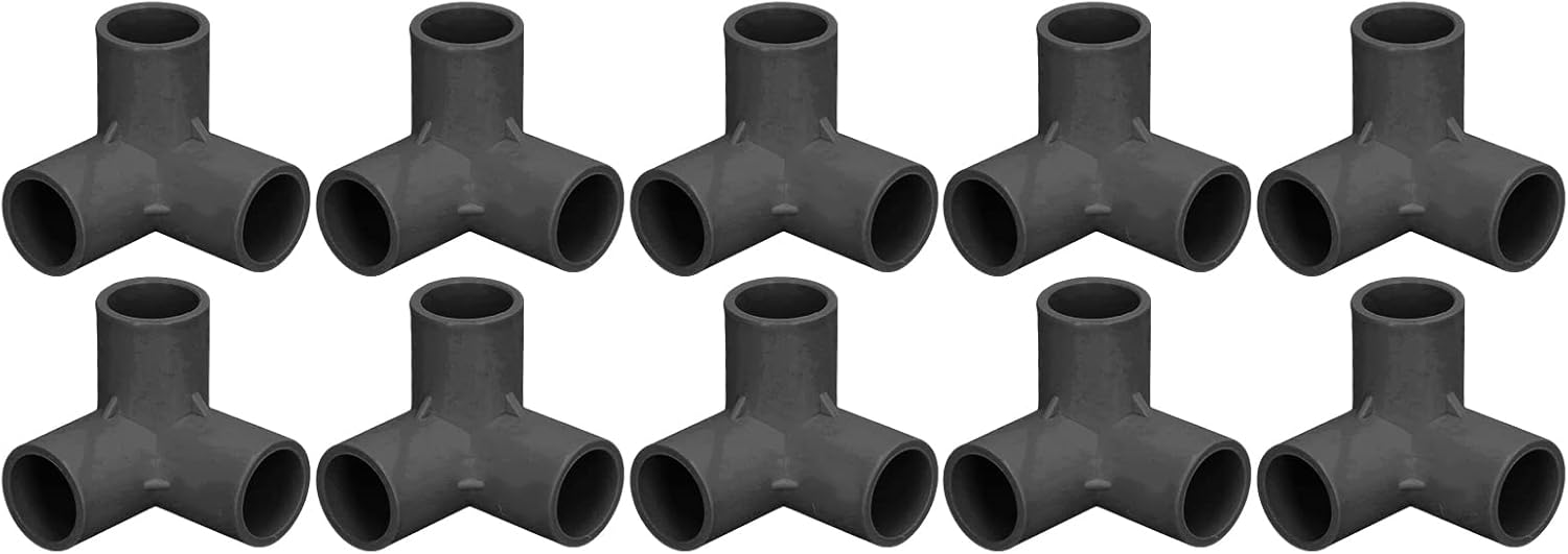 10PCS 3 Way Pipe Fittings PVC Elbow Fittings Plastic Tee Fitting Elbow Corner Connector 25mm Inner Diameter (Gray)-5