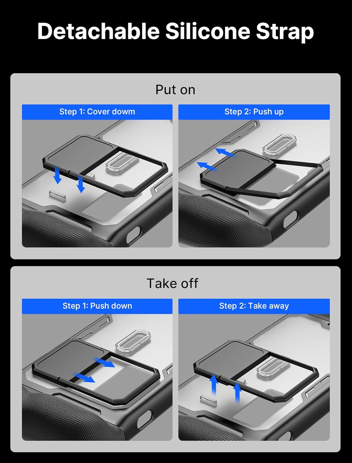 JSAUX ModCase for Steam Deck, PC0104 Modular Valve Steam Deck Case with Detachable Front Shell Steam Deck OLED Accessories Include Protective Case, Face Cover, Metal Bracket and Strap - Basic Set-4