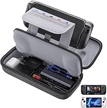 JSAUX Carrying Case Compatible with Steam Deck & ROG Ally, Protective Hard Shell Carry Case Built-in Charger & Docking Station Storage, Portable Travel Case for Steam Deck & Accessories - BG0106A