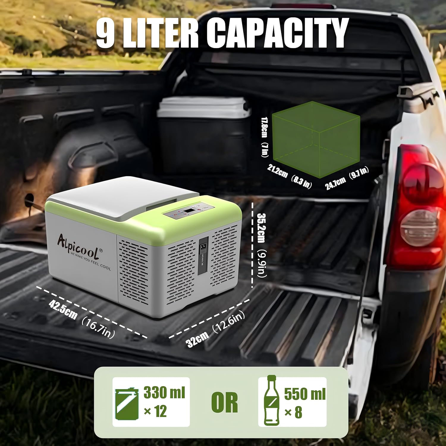 Alpicool C9P 9L Car Fridge 12v Car Mini Fridge Car Refrigerator Portable Quiet Camping Fridge Freezer Vehicle Truck RV Boat Electric Cool Box for Driving Travel Outdoor Picnic-4