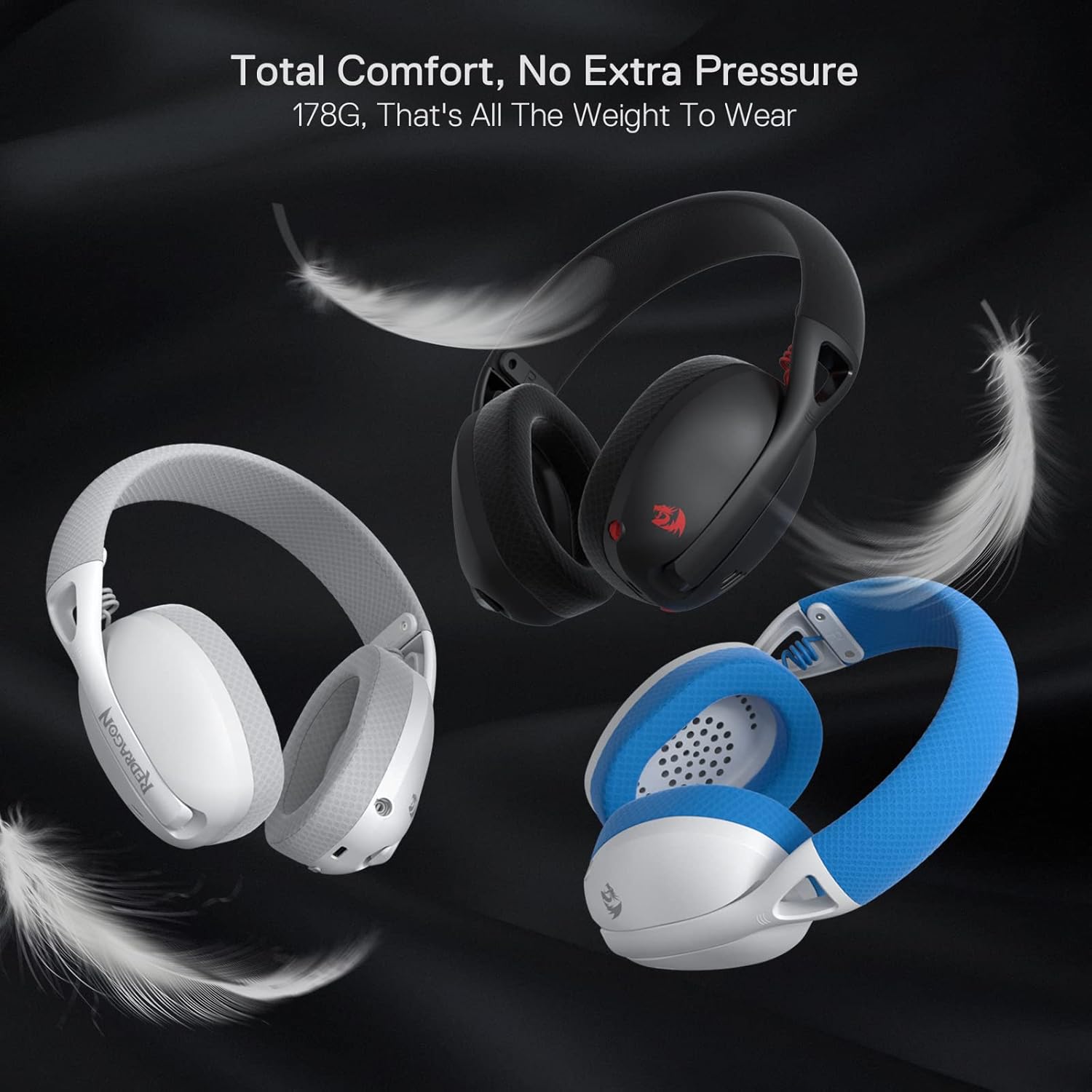 Redragon H848 Bluetooth Wireless Gaming Headset - Lightweight - 7.1 Surround Sound - 42MM Drivers - Detachable Microphone - for Multi Platforms-4