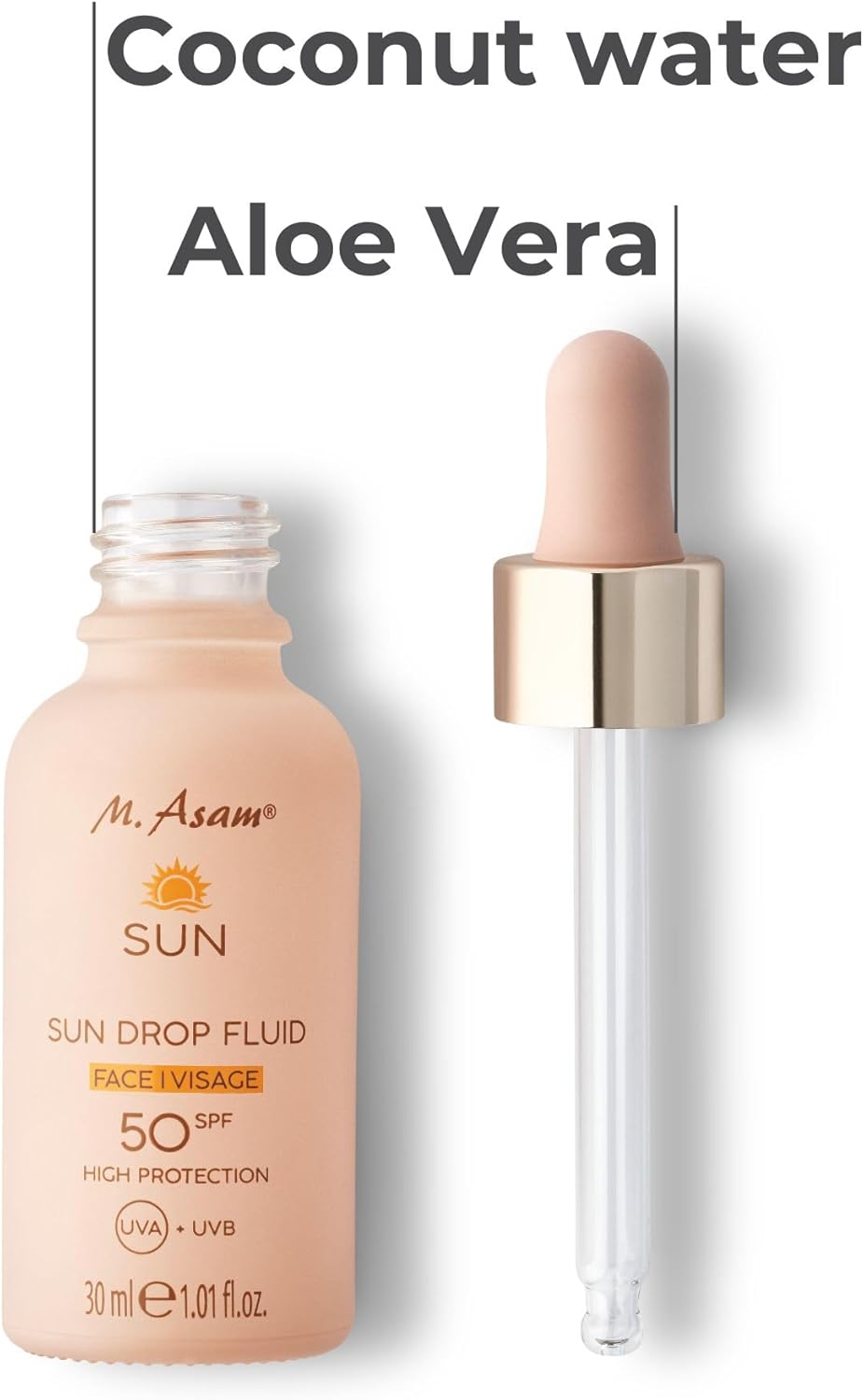 M. Asam SUN Drop Fluid SPF 50 (30ml) – Nourishing face sun protection serum with intensive protection against UVA & UVB radiation & skin ageing, nourishing aloe vera & hyaluronic acid, vegan face care-2