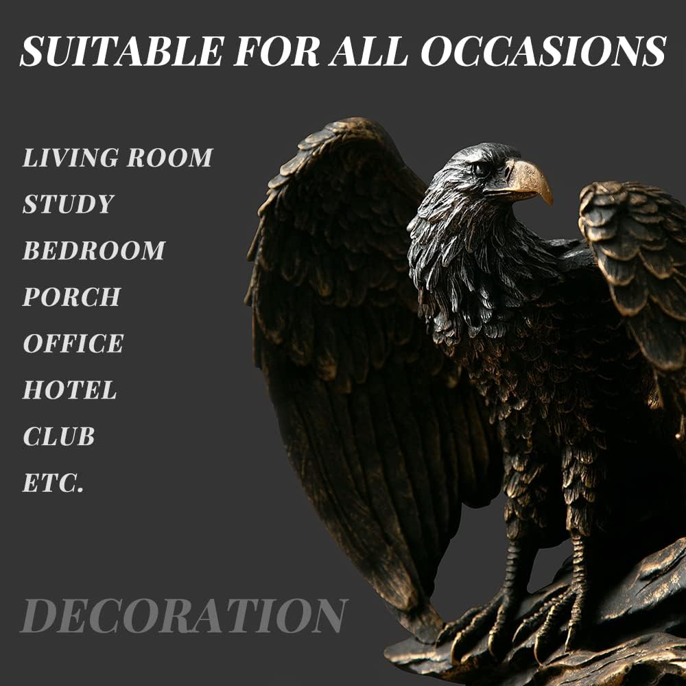 fazhongfa Eagle Statue Sculpture Decoration Bronzed Resin Collectible Decorative for Office Home Room Living Desktop Display Decor as Meaningful Gift to Men Colleague Father Boss-1