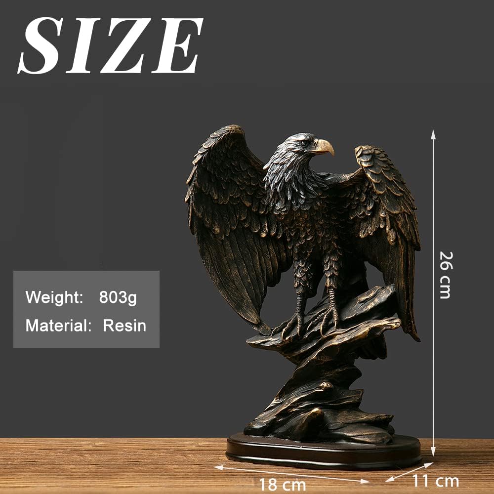 fazhongfa Eagle Statue Sculpture Decoration Bronzed Resin Collectible Decorative for Office Home Room Living Desktop Display Decor as Meaningful Gift to Men Colleague Father Boss-2