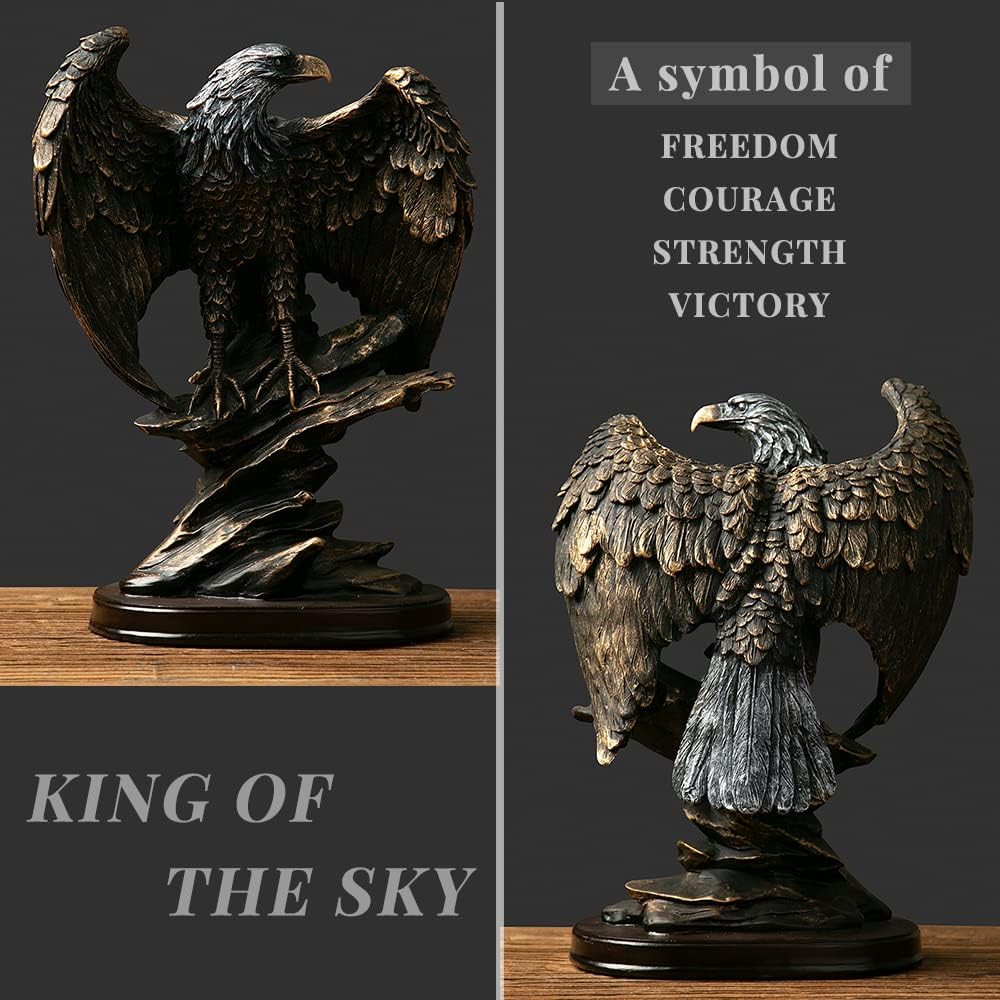 fazhongfa Eagle Statue Sculpture Decoration Bronzed Resin Collectible Decorative for Office Home Room Living Desktop Display Decor as Meaningful Gift to Men Colleague Father Boss-3