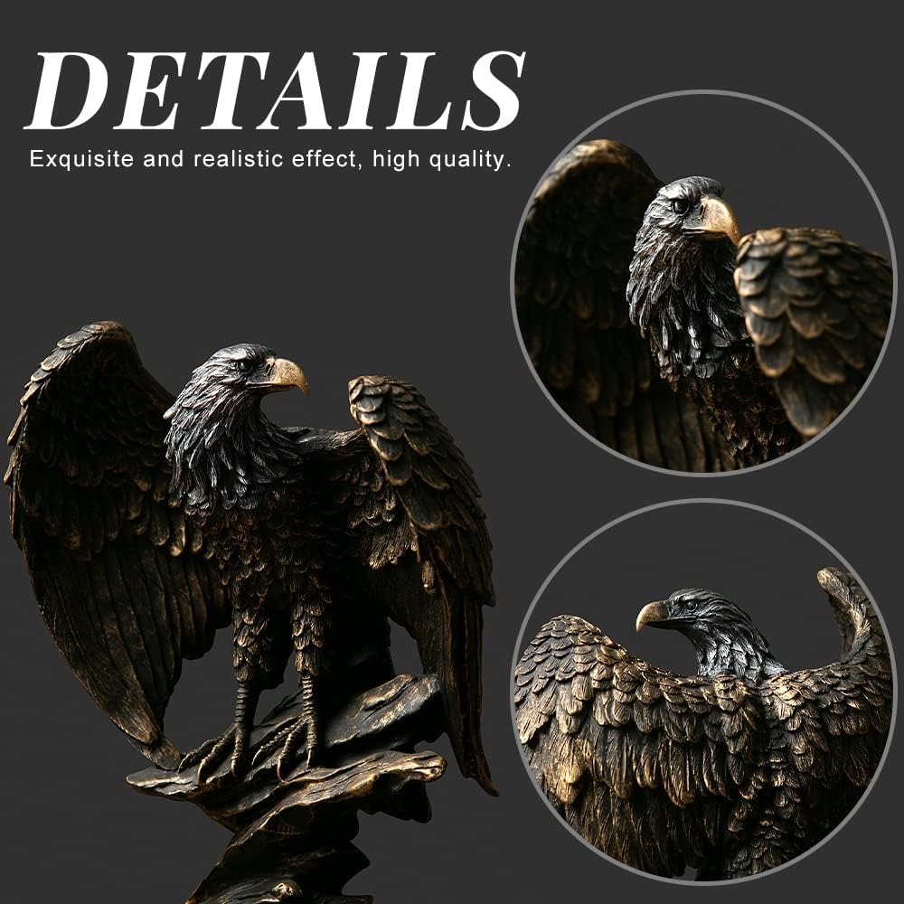 fazhongfa Eagle Statue Sculpture Decoration Bronzed Resin Collectible Decorative for Office Home Room Living Desktop Display Decor as Meaningful Gift to Men Colleague Father Boss-5