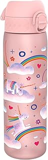 Ion8 Water Bottle, Leak Proof, Easy to Open, Secure Lock, BPA Free, Hygienic Flip Cover, Carry Handle, Easy Clean, Odour Free, Unicorn Rainbows Design may vary