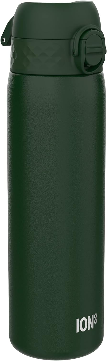 Ion8 Steel Water Bottle, 600 ml/20 oz, Leak Proof, Easy to Open, Secure Lock, Hygienic Flip Cover, Fits Cup Holders, Carry Handle, Durable, Carbon Neutral-0