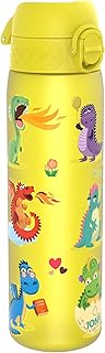 Ion8 Water Bottle, 500 ml/18 oz, Leak Proof, Easy to Open, Secure Lock, Dishwasher Safe, BPA Free, Hygienic Flip Cover, Carry Handle, Easy Clean, Odour Free, Carbon Neutral, Dragons Design