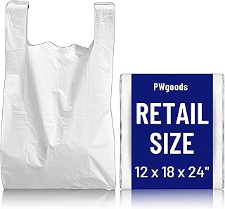 Plastic Carrier Bags - Standard Retail Size 12x18x24" | 100 Pack | Medium Duty Large Plastic Bags | Plastic Bags with Handles | White bags | Carry Bag | Large Carrier bags