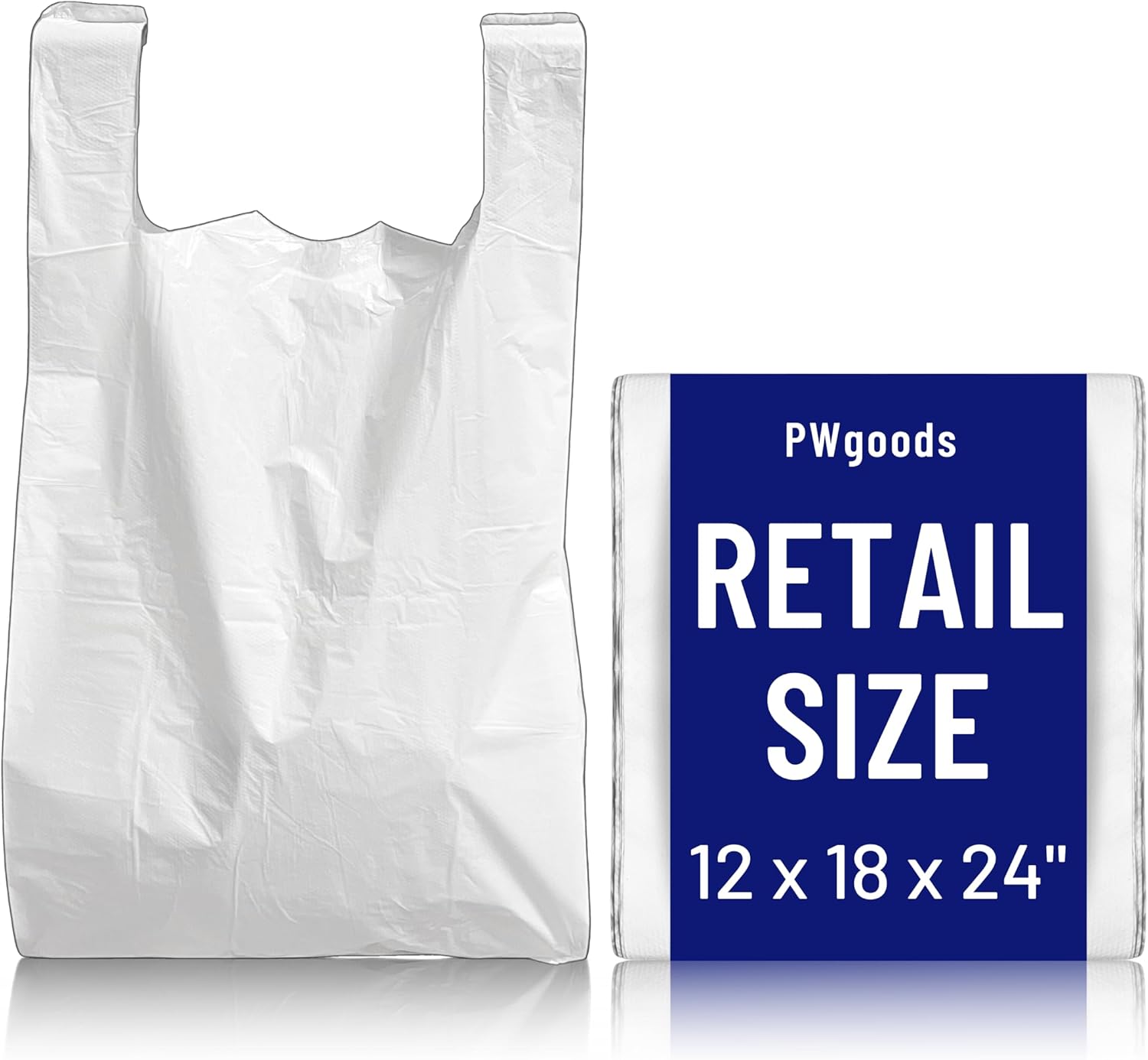 Plastic Carrier Bags - Standard Retail Size 12x18x24" | 100 Pack | Medium Duty Large Plastic Bags | Plastic Bags with Handles | White bags | Carry Bag | Large Carrier bags-0