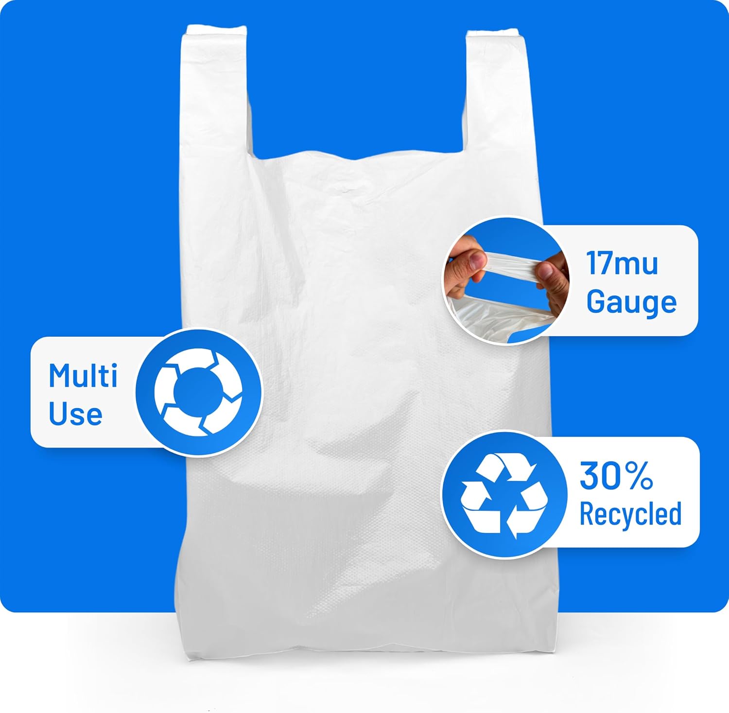 Plastic Carrier Bags - Standard Retail Size 12x18x24" | 100 Pack | Medium Duty Large Plastic Bags | Plastic Bags with Handles | White bags | Carry Bag | Large Carrier bags-1