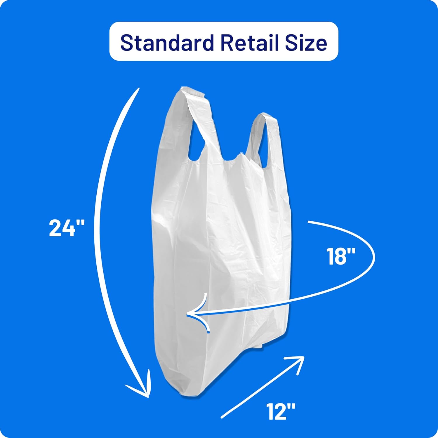 Plastic Carrier Bags - Standard Retail Size 12x18x24" | 100 Pack | Medium Duty Large Plastic Bags | Plastic Bags with Handles | White bags | Carry Bag | Large Carrier bags-4