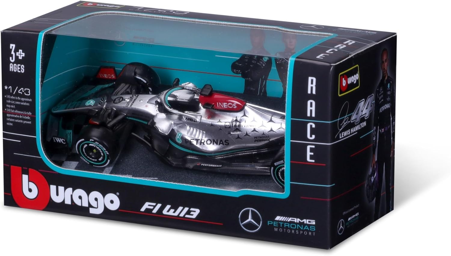 Bburago B18-38065H Formula 1 MB W13 E PERFORMANCE F1 (2022) HAMILTON 1:43 Scale Die-Cast Collectible Race Car Mercedes, Assorted Colours-5