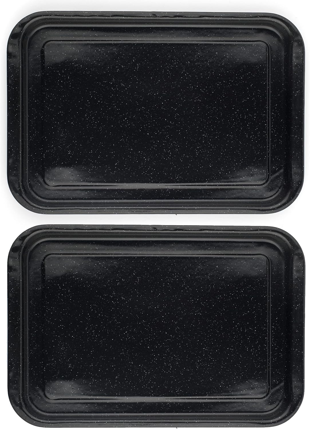 Russell Hobbs COMBO-8316A Baking Tray Set of 2 - Vitreous Enamel Coated Steel Oven Tin, Easy Clean, for Roasting/Baking, Cookies, Durable Flat Baking Pan, Romano Collection, Black, 36 cm-0