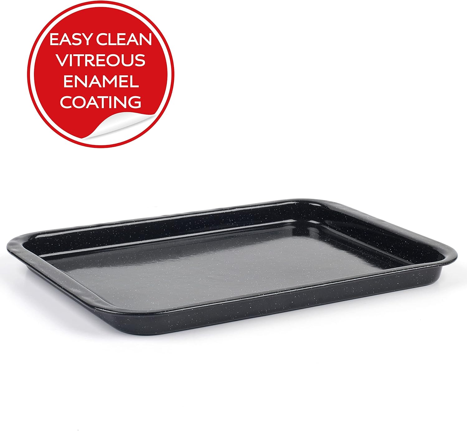 Russell Hobbs COMBO-8316A Baking Tray Set of 2 - Vitreous Enamel Coated Steel Oven Tin, Easy Clean, for Roasting/Baking, Cookies, Durable Flat Baking Pan, Romano Collection, Black, 36 cm-3