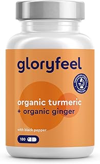 Organic Turmeric, Ginger and Black Pepper - 180 Capsules - 3,300 mg Organic High Strength Tumeric Curcumin Supplement - Made in Germany