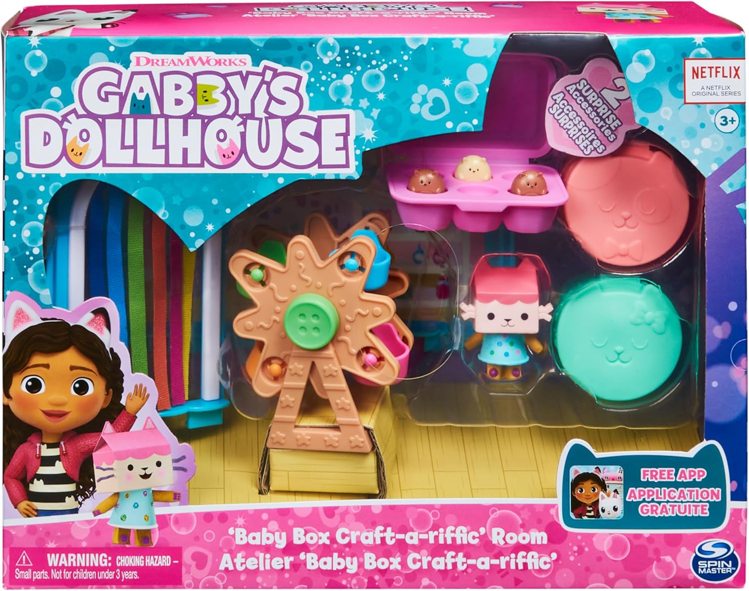 Gabby’s Dollhouse, Baby Box Craft-A-Riffic Room with Baby Box Cat Figure, Accessories, Furniture and Dollhouse Deliveries, Kids’ Toys for Ages 3 and up-1