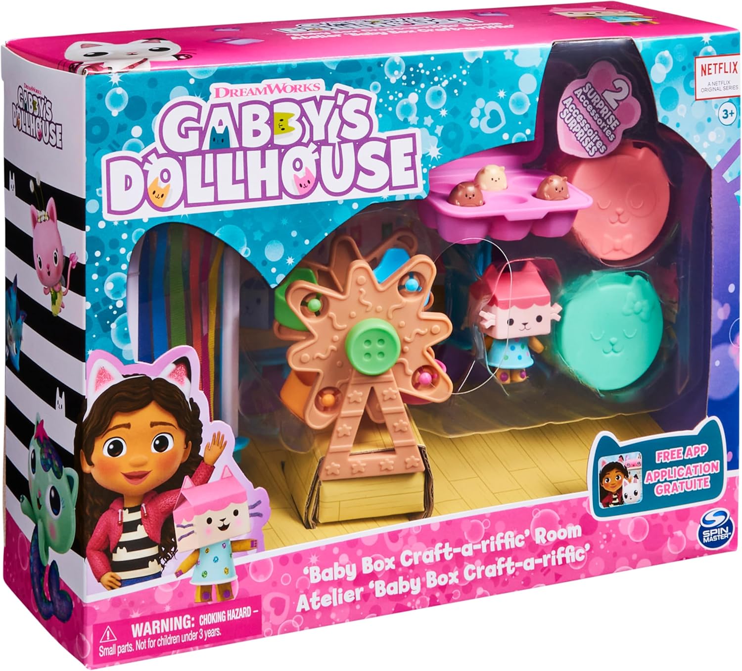 Gabby’s Dollhouse, Baby Box Craft-A-Riffic Room with Baby Box Cat Figure, Accessories, Furniture and Dollhouse Deliveries, Kids’ Toys for Ages 3 and up-8