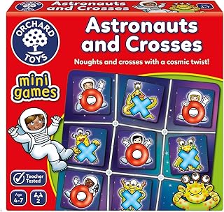 Orchard Toys Astronauts and Crosses Game, small and compact game, great for travel, simple gameplay, for kids age 4-7