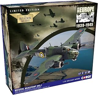 Corgi AA28902 Bristol Beaufort Mk.1, 217 Sqn RAF, ‘Admiral Hipper’ Attack Model Airplane - Diecast Planes & Aircraft Models for Ages 5+, Die Cast Plane, Toy Airplanes - Gift for Aviation Fans