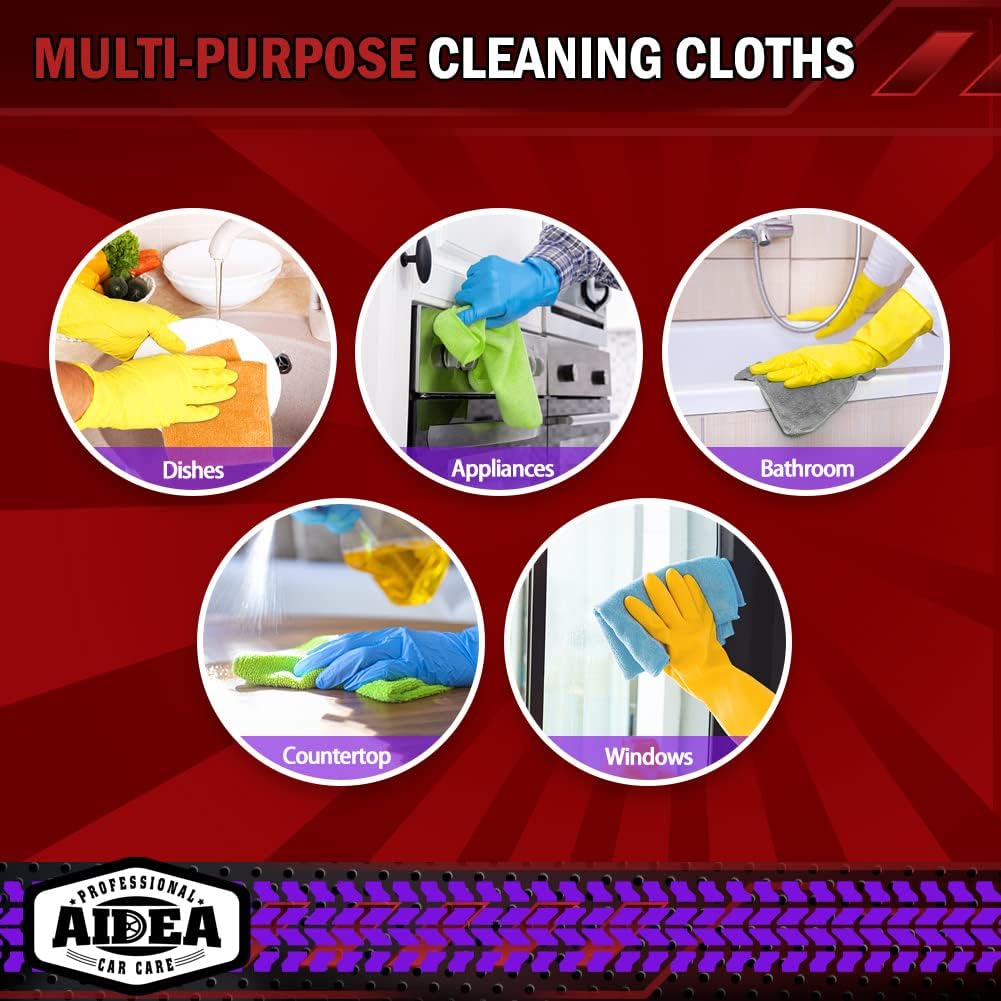 AIDEA Microfibre Cloth 24 Pack-Premium All-Purpose Cleaning Cloths for Cars-Soft & Absorbent Lint Free Streak Free Wash Cloth for House, Kitchen, Windows,30X40CM-6