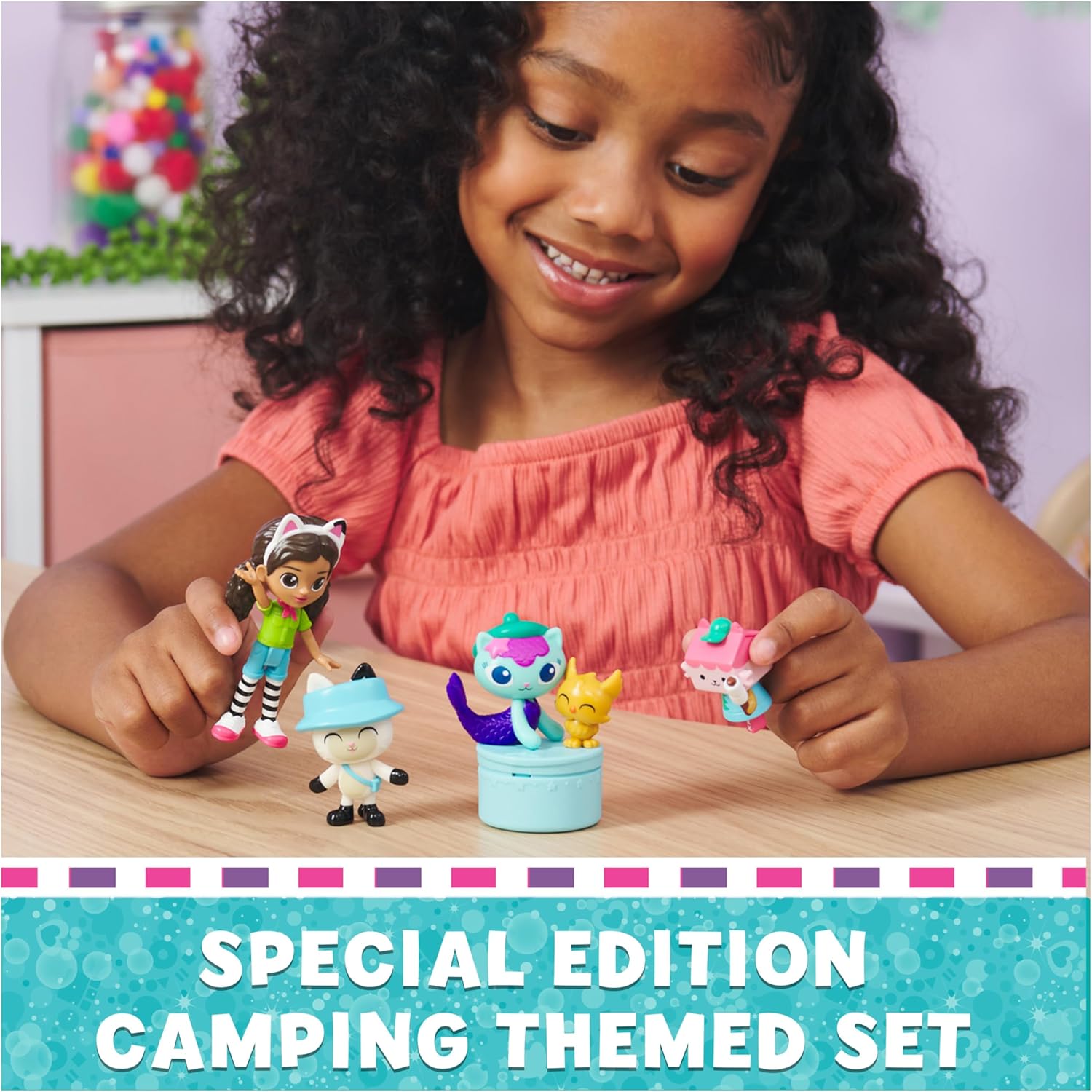 DreamWorks Gabby’s Dollhouse, Campfire Gift Pack with Gabby Girl, Pandy Paws, Baby Box and MerCat Toy Figures, Collectible Kids’ Toys for Girls and Boys 3+-2