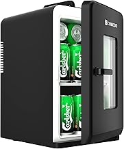 Mini Fridge 15 Liter/21 Cans, Upgrade Portable AC+DC Power Small Fridge for Bedroom, Car, Office, Thermoelectric Cooler and Warmer Skincare Fridge for Food, Drinks, Cosmetics, Max & ECO Mode