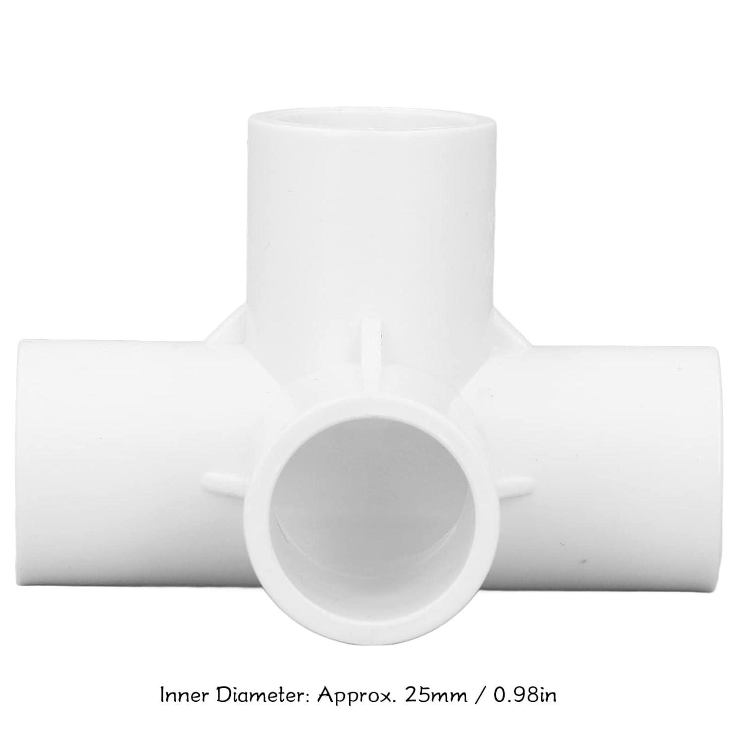 10PCS Pvc Pipe Connector 25mm Inner Diameter Tee Corner Fittings Plastic Tee Fitting 4 Way Pvc Fitting (White)-3