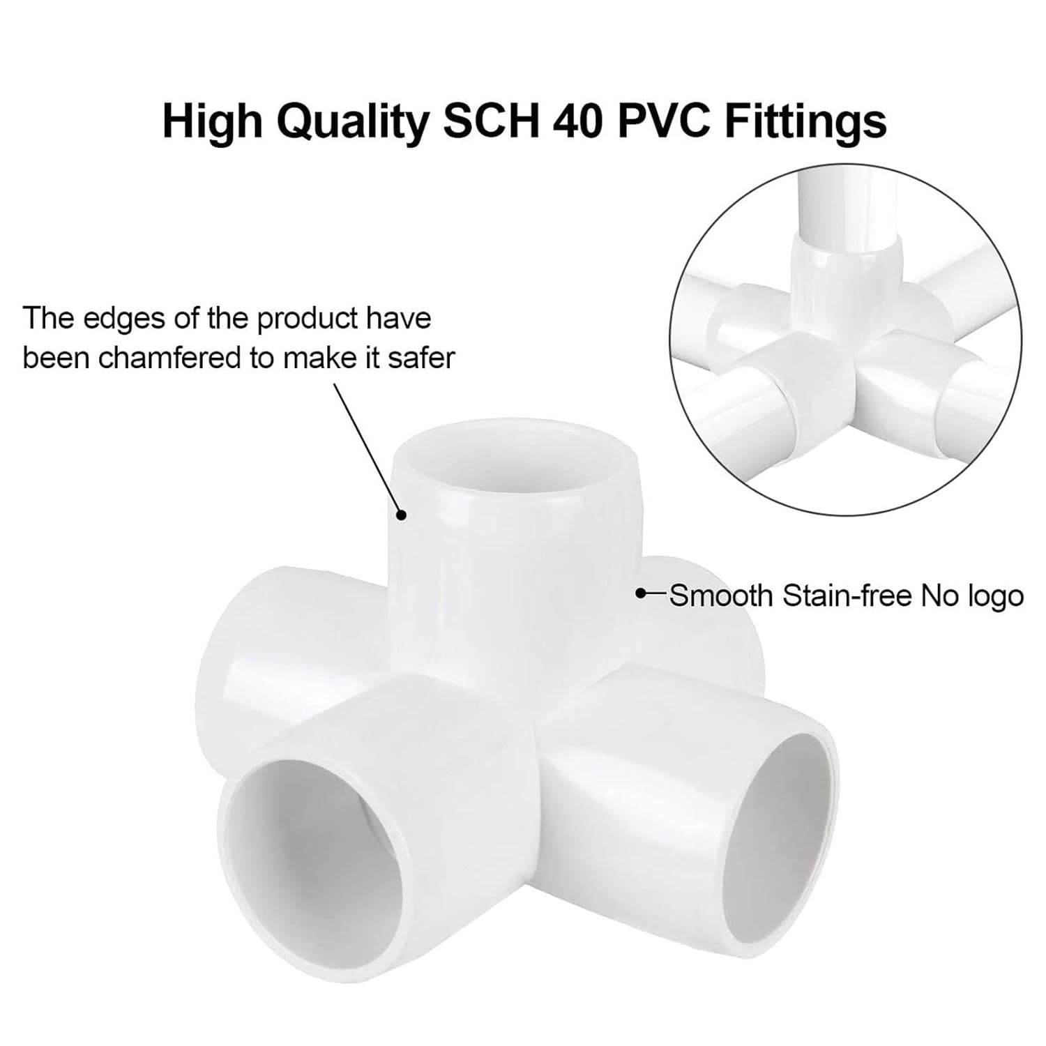 10PCS Pvc Pipe Connector 25mm Inner Diameter Tee Corner Fittings Plastic Tee Fitting 4 Way Pvc Fitting (White)-8