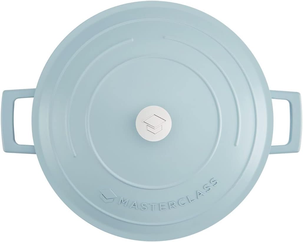 MasterClass Shallow Casserole Dish with Lid 4L/28 cm, Lightweight Cast Aluminium, Induction Hob and Oven Safe, Sky Blue-10