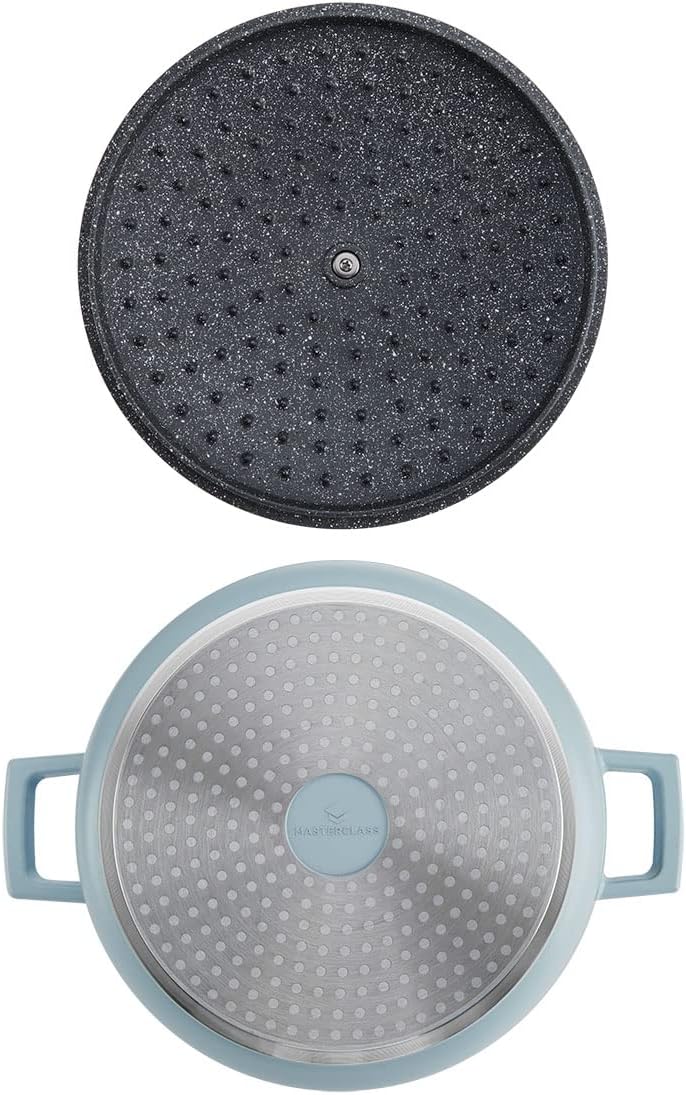 MasterClass Shallow Casserole Dish with Lid 4L/28 cm, Lightweight Cast Aluminium, Induction Hob and Oven Safe, Sky Blue-9