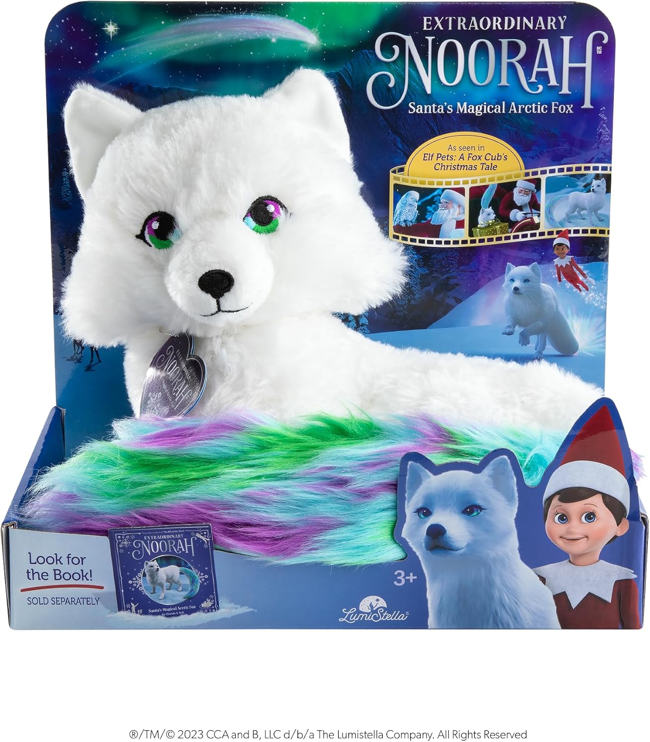 Extraordinary Noorah Plush - 9-Inch Deluxe Animal Plush with Northern Lights-Inspired Tail - As Seen in Elf Pets: A Fox Cub's Christmas Tale - Arctic Fox Pal of The Elf on the Shelf - Brand Scout Elf-0