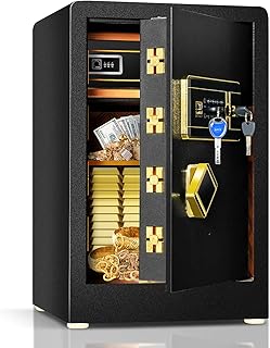 GiantexUK Electronic Security Safe Cash Box, Digital Keypad Safety Box with Dual Alarm System & 3 Opening Ways, Steel Jewelry Money Document Safe Cabinet for Home (38x36x58cm, with Built-in Safe)