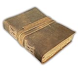 8 inch Urban Leather Rustic Vintage Medieval Journal Old Deckle Edge Pages for Men Women to Write in, Artist Drawing Sketchbook Travel Writing Notebook for Him & Her, Thick Blank Unlined Pages